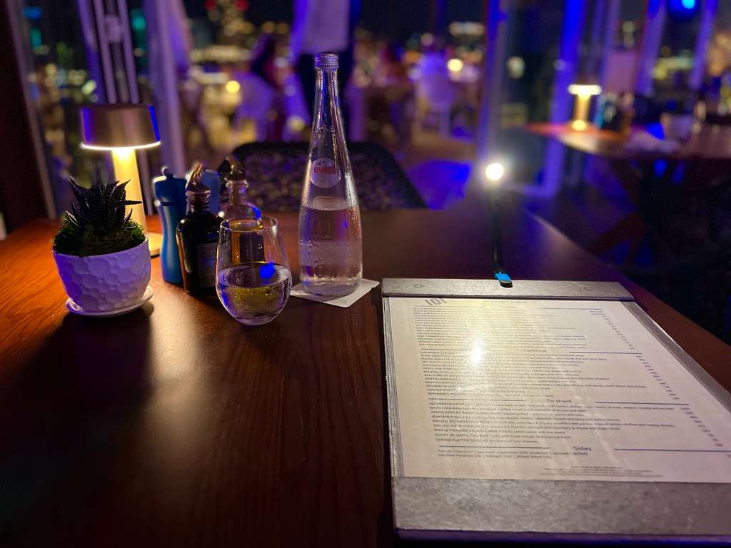 Table setting and menu at 101 Dining Lounge & Bar