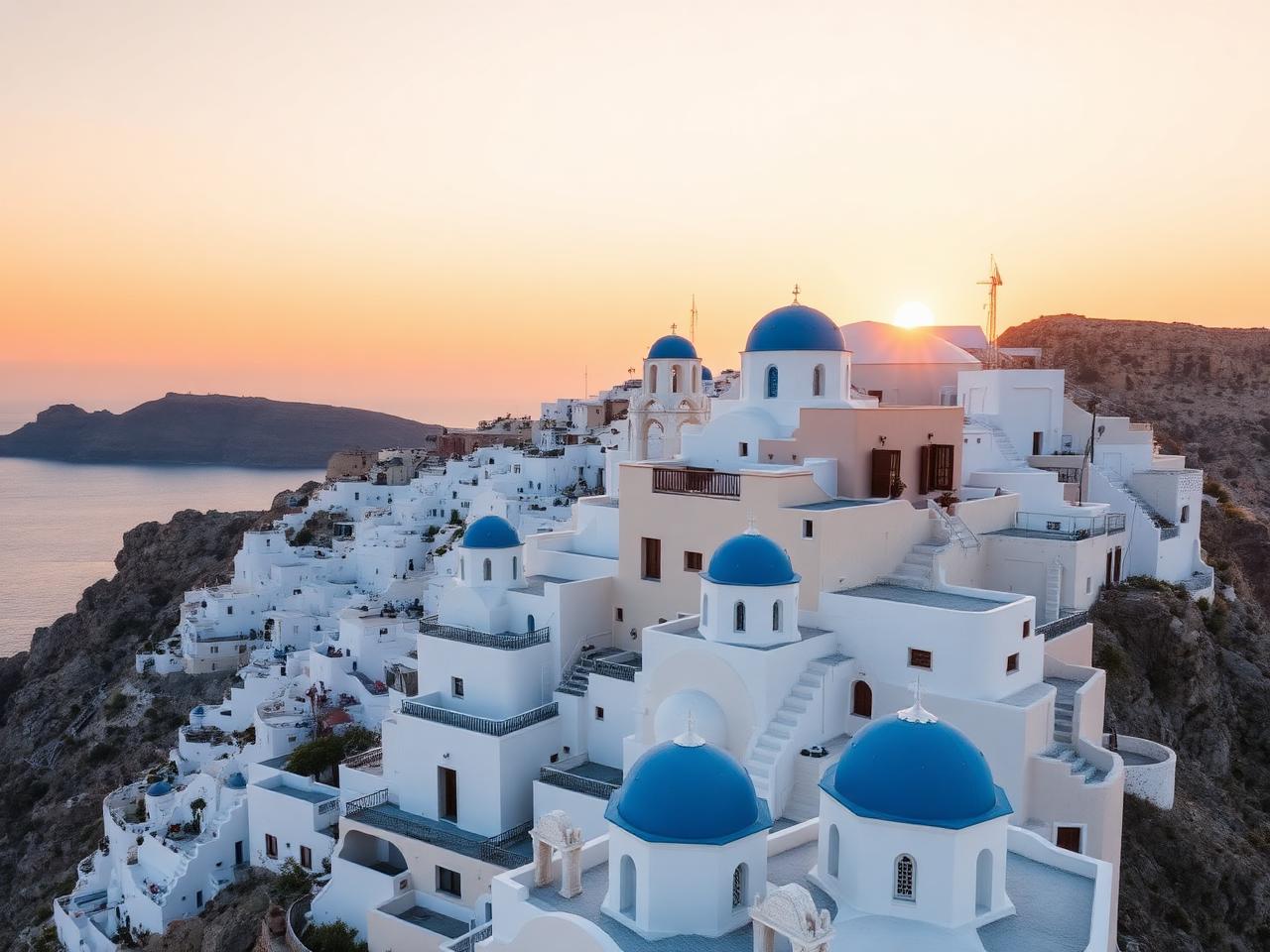White cubes above a blue caldera.