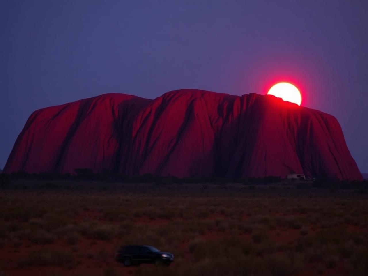 The red monolith at sunset.