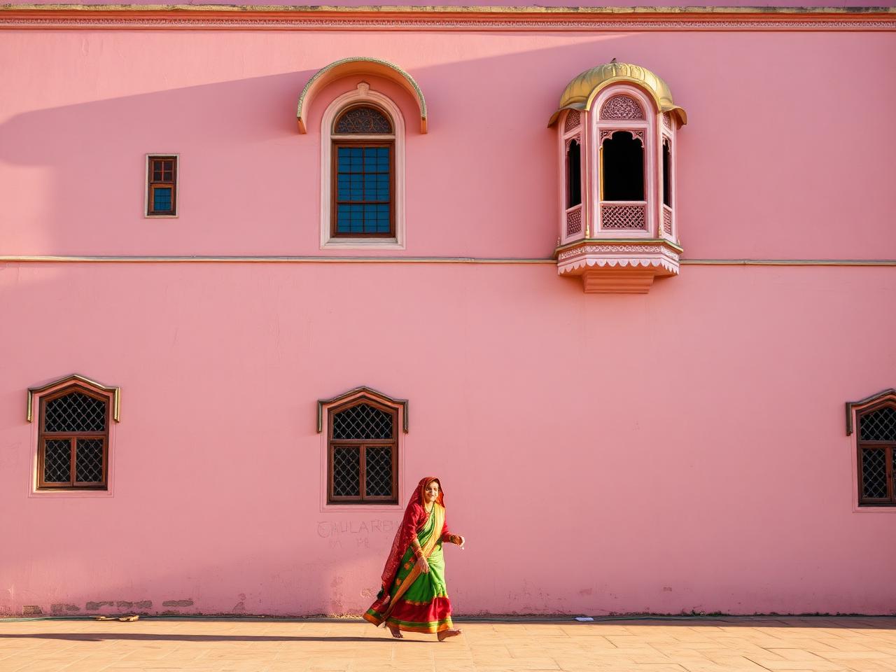The pink façades of the Palace of Winds.