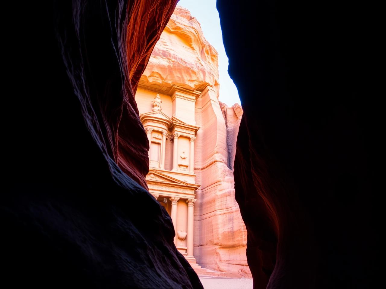 First light through the Siq.