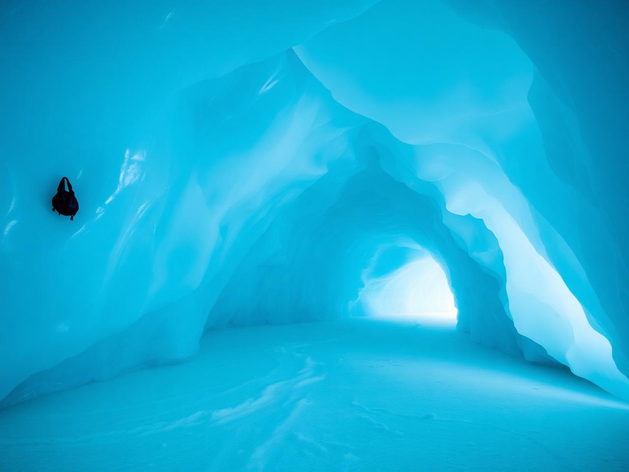 Blue light through ancient ice.