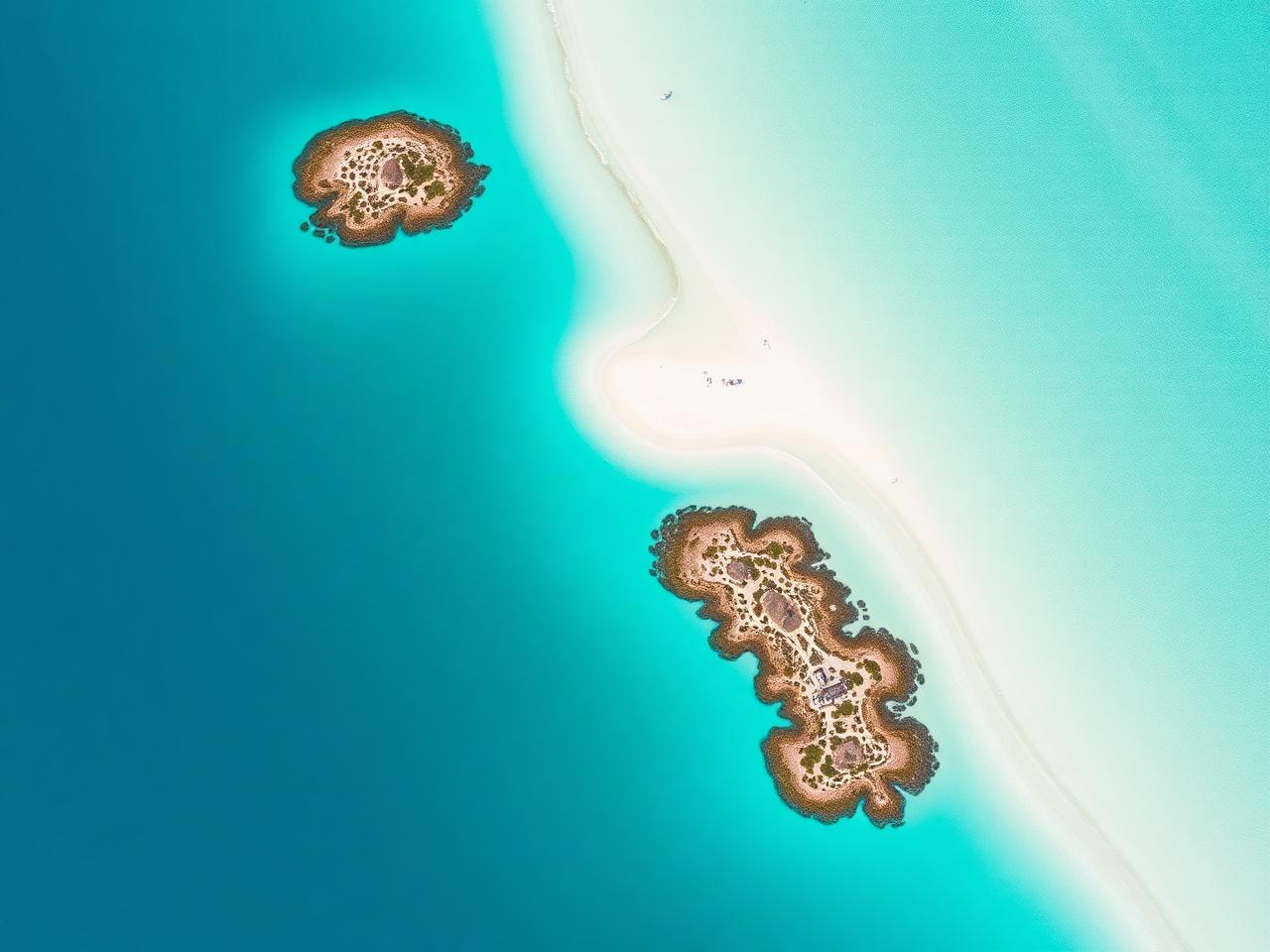 Sandbars threading a shallow sea.