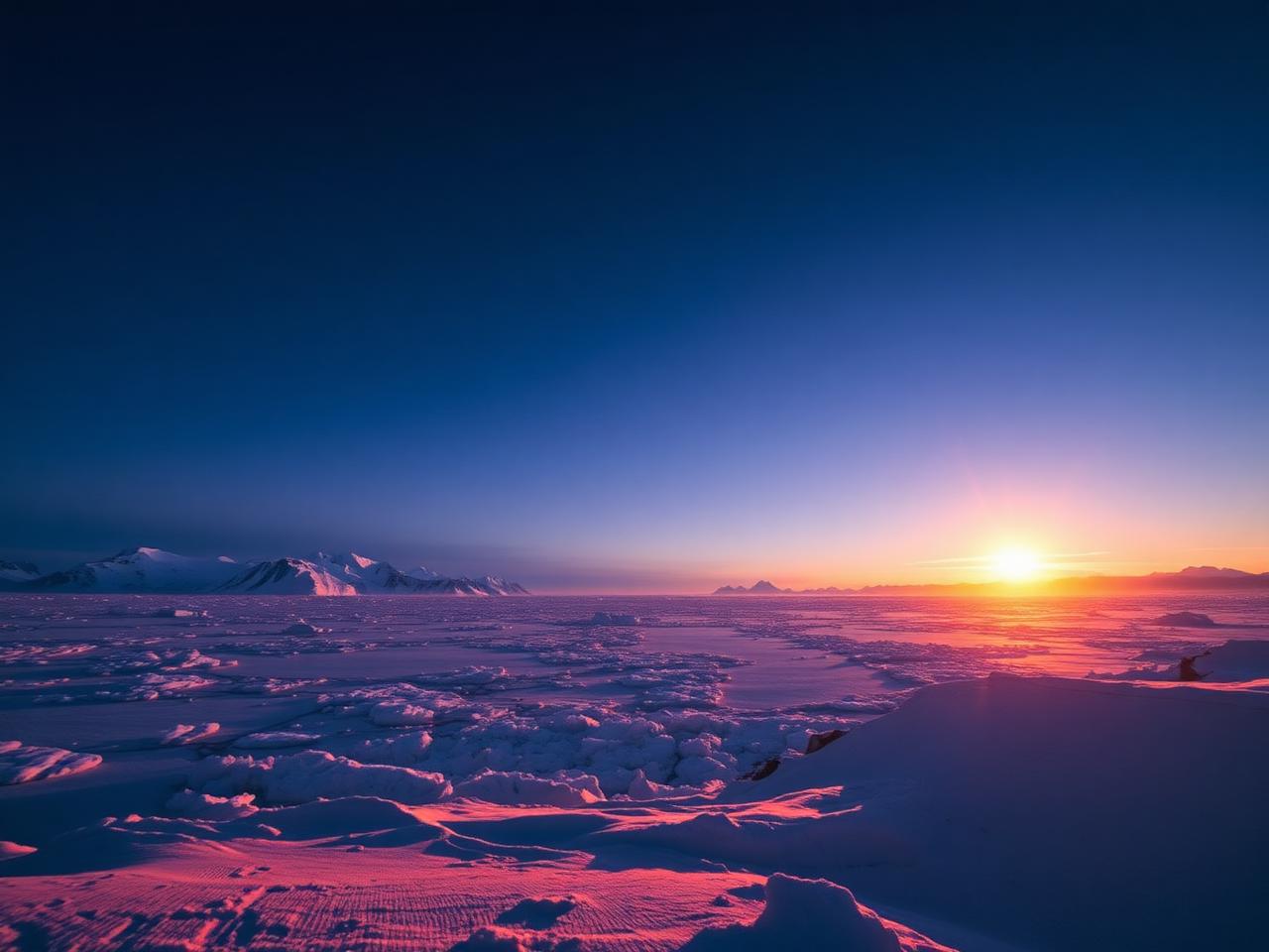 Midnight sun grazing the horizon.