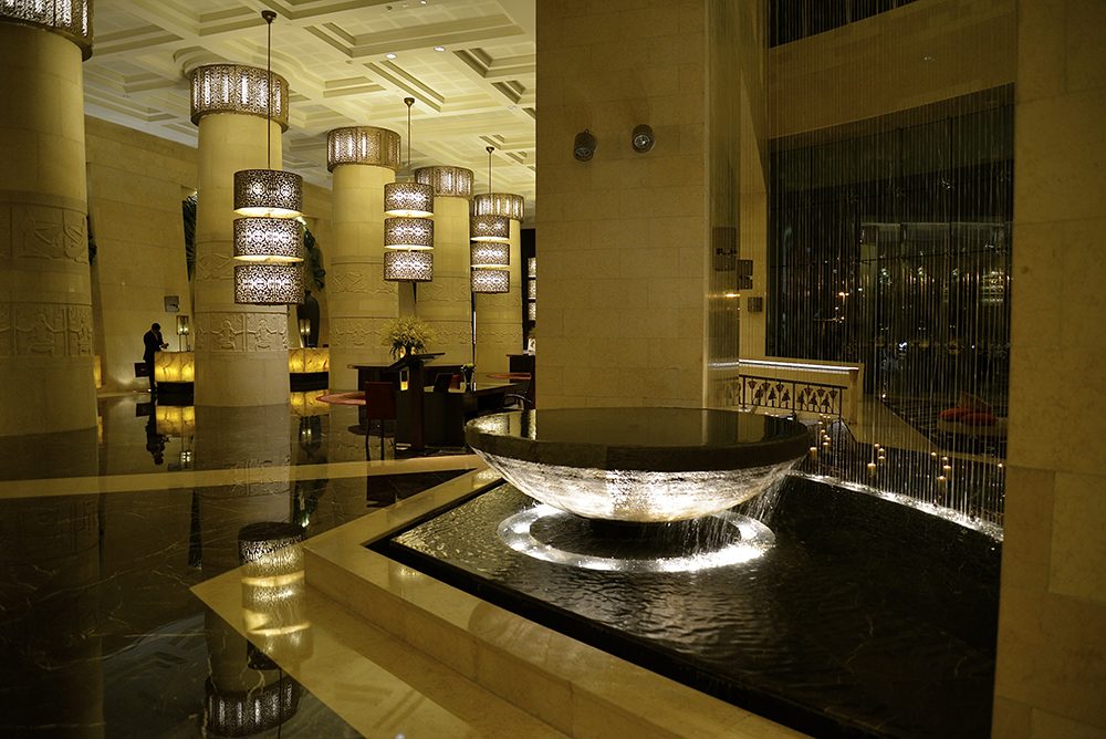 Raffles Dubai lobby fountain